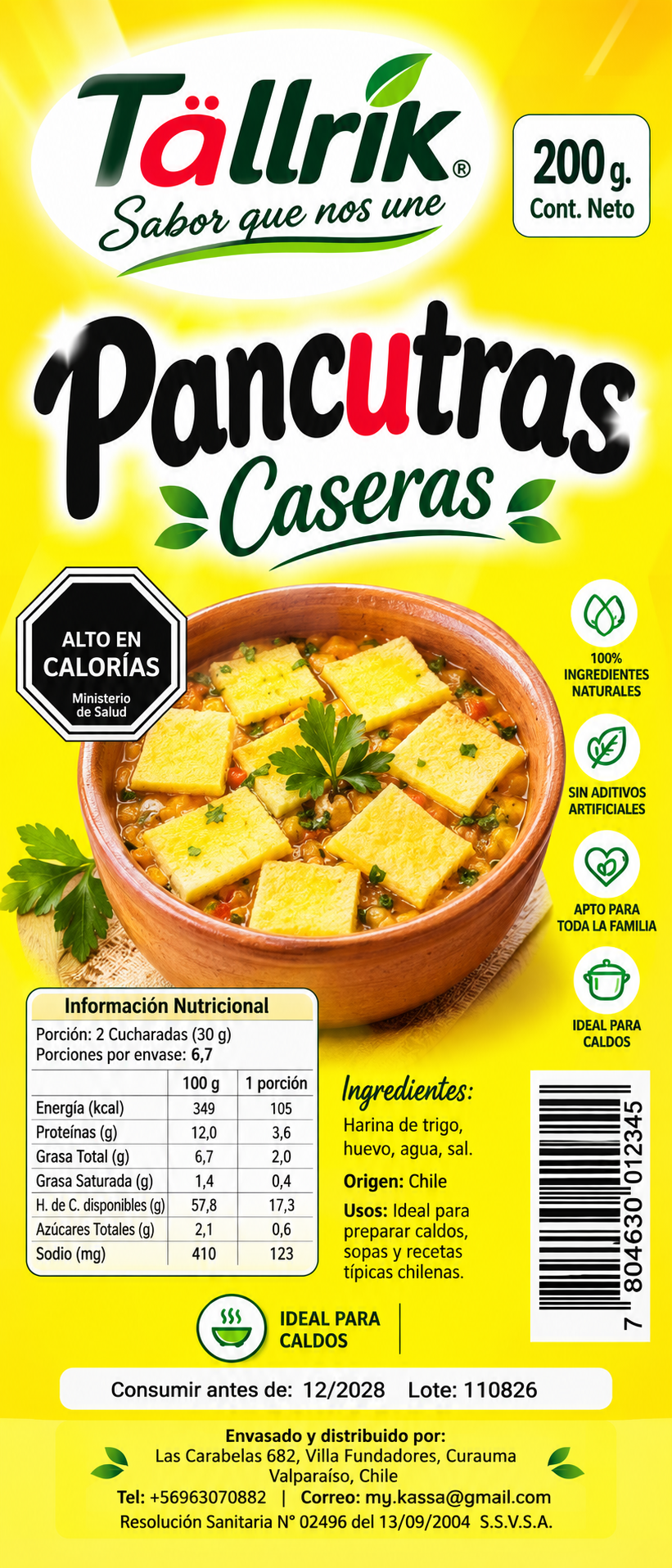 Etiqueta de Pancutras Tallrik